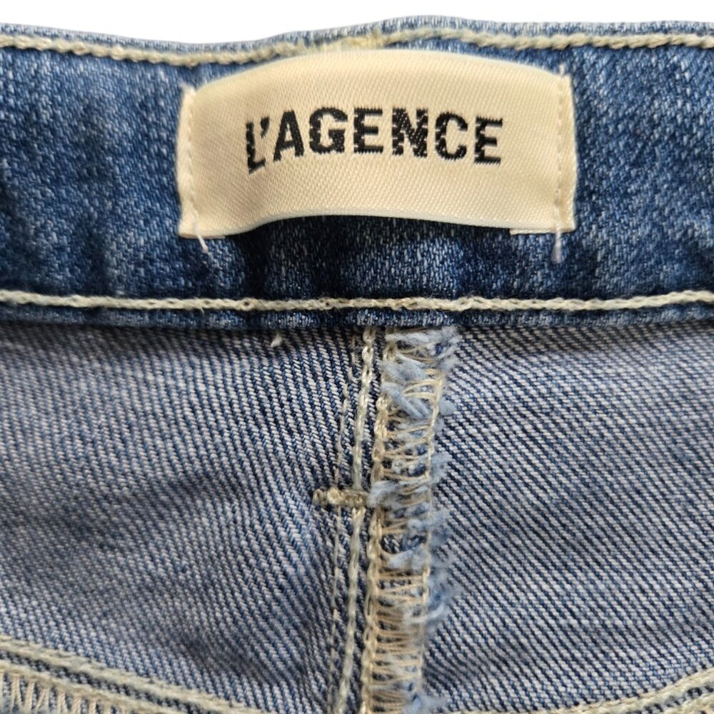 L’Agence Stassi High Rise Jeans 29 Sleek Baby Boot Blue Paisley - Picture 10 of 14